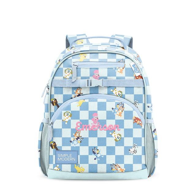 Light blue and white gingham children's backpack with Light blue and white gingham children's backpack with