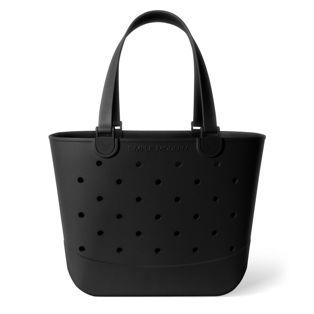 Black perforated tote bag with shoulder handles, Black perforated tote bag with shoulder handles,