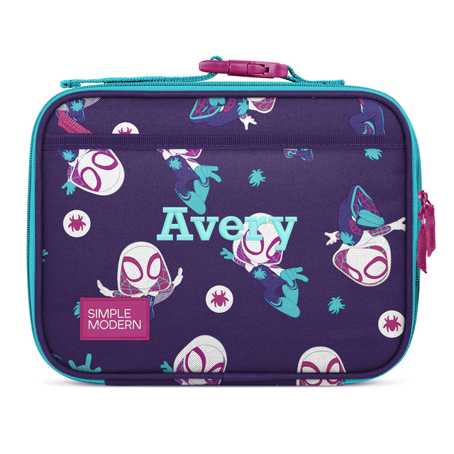 Personalized purple kids lunch bag named Personalized purple kids lunch bag named