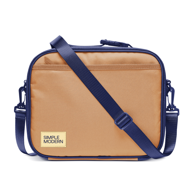 Tan and navy blue color swatch for HAD-HS-4-RCT-M bag showing caramel brown as primary color with deep navy blue accents along the edges Tan and navy blue color swatch for HAD-HS-4-RCT-M bag showing caramel brown as primary color with deep navy blue accents along the edges