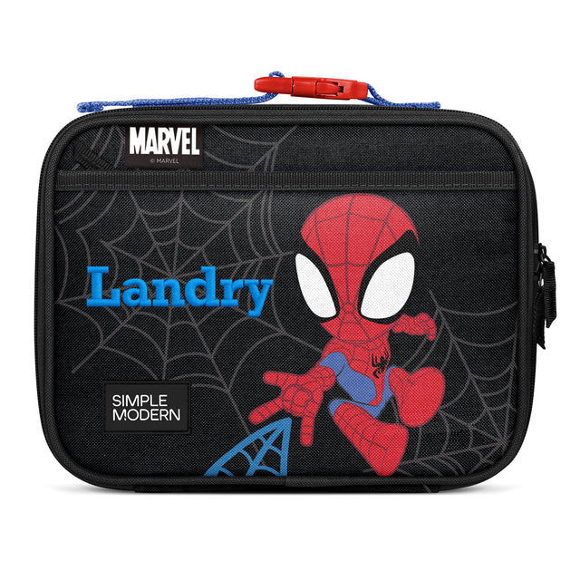 Charcoal black Spider-Man lunch box personalized with name Charcoal black Spider-Man lunch box personalized with name