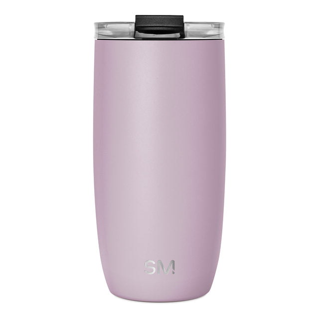 Mauve dusty pink tumbler with clear glass compartments on top and black accent trim, featuring a soft muted aesthetic Mauve dusty pink tumbler with clear glass compartments on top and black accent trim, featuring a soft muted aesthetic