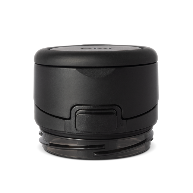 Black matte container lid and body with semi-transparent gray base section Black matte container lid and body with semi-transparent gray base section