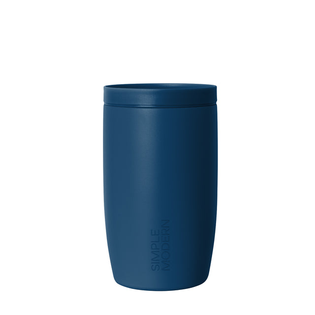 Deep navy blue cylindrical container with a sleek, modern design against a white background, product model SIG-HRV-360-12-SM-M. Deep navy blue cylindrical container with a sleek, modern design against a white background, product model SIG-HRV-360-12-SM-M.