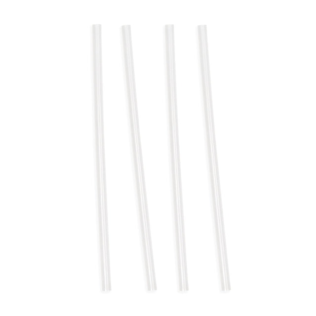 Four clear translucent straws with light gray and off-white gradations on a white background Four clear translucent straws with light gray and off-white gradations on a white background