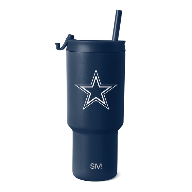 Navy blue insulated tumbler with white text and outlines, matching navy lid and straw, matte finish Navy blue insulated tumbler with white text and outlines, matching navy lid and straw, matte finish