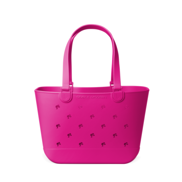 Hot pink tote bag on white background