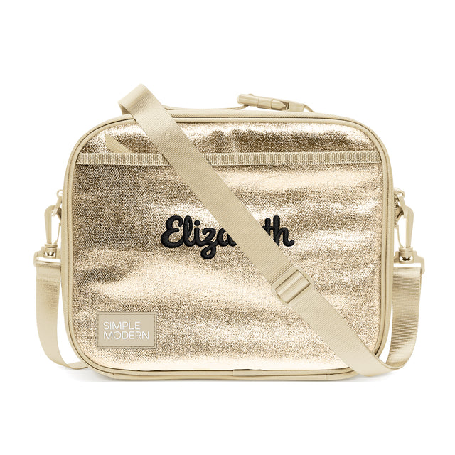 Champagne gold quilted crossbody bag with cream strap, featuring 