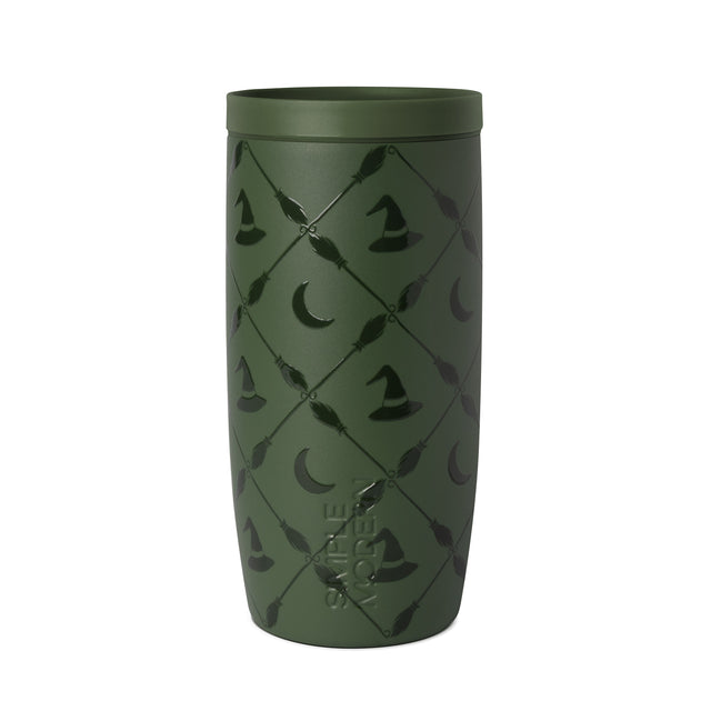 Muted sage green product with forest green and black accents