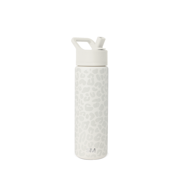 White water bottle with gray-white tonal accents and hard plastic exterior on clean white background