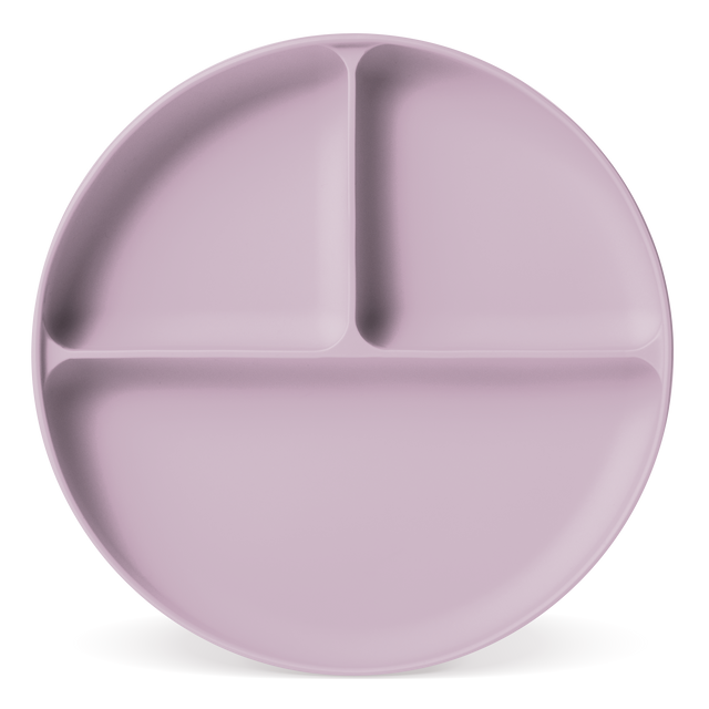 Lavender-pink decorative plate with subtle shadow detailing on white background, displayed at an angle to show three-dimensional form